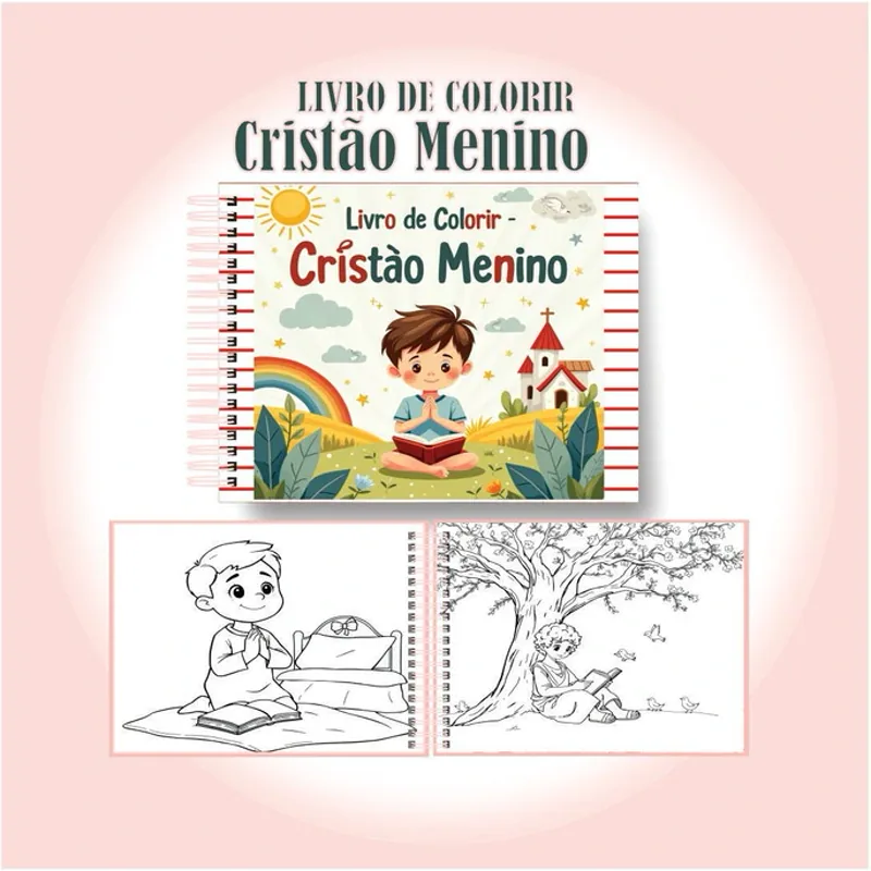 Capa e páginas internas do livro Cristão Menino